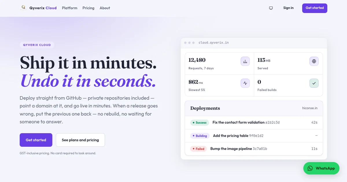 Qyverix Cloud website built by Qyverix